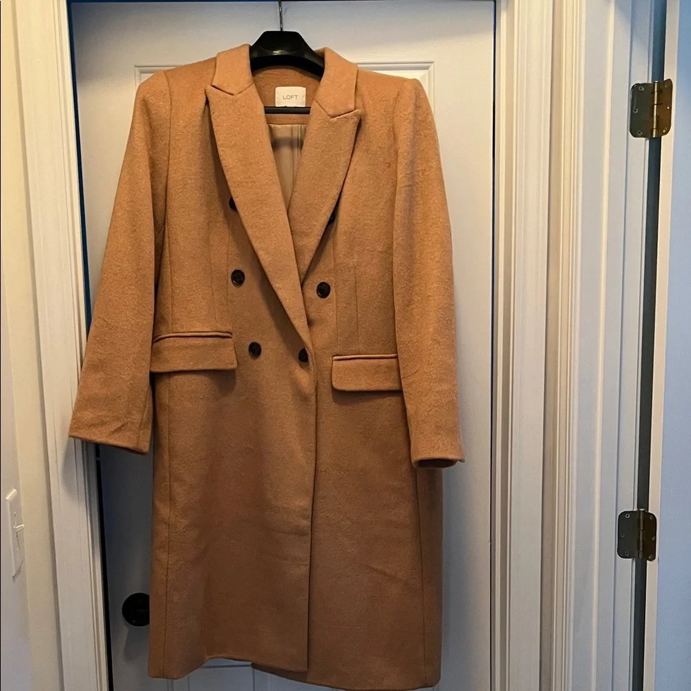 LOFT Women's Camel Double-Breasted Trench Coat - Picture 1 of 4